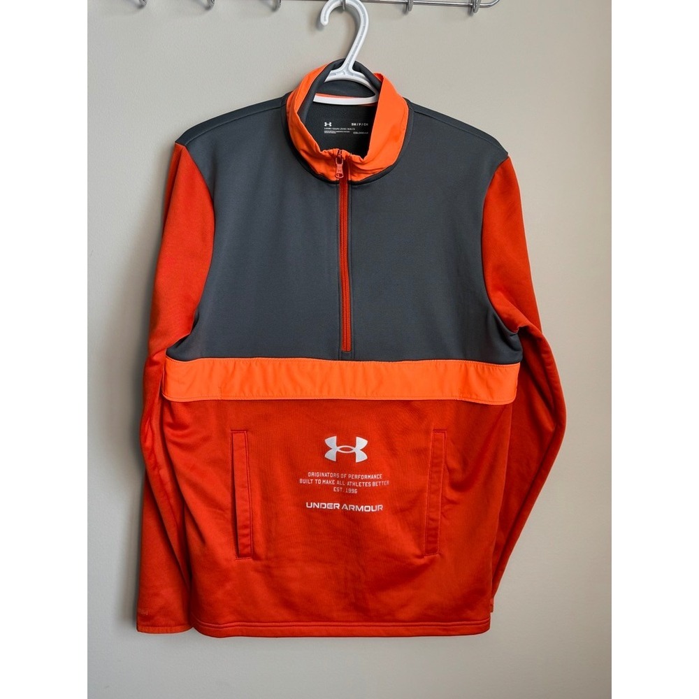 Under Armour ColdGear Storm Half‎ Zip Pullover Hoodie Fleece Jacket Orange Small